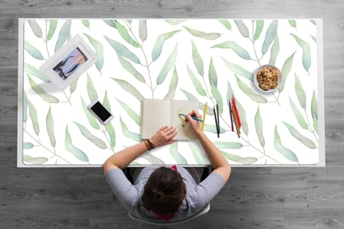 Sous-main de bureau 120x60 cm en vinyle PVC motif feuilles délicates