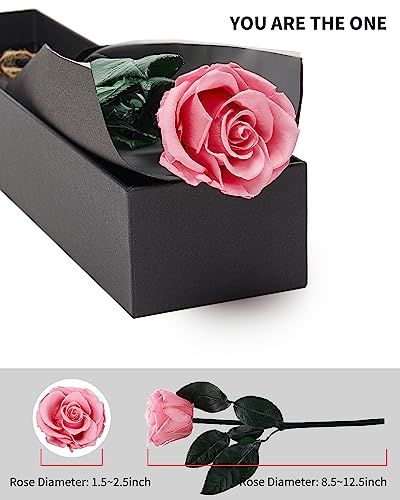 Image of Coral Pink Flowers for Delivery Prime, Preserved Pink Roses Flower Gifts for Women, Real Roses Single Rose Gifts for Her, Mom Birthday Gifts from Daughter, Valentines Flowers