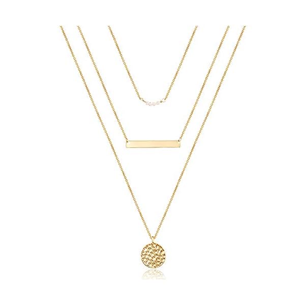 Turandoss-Dainty-Layered-Choker-Necklace-Handmade-14K-Gold-Plated-Y-Pendant-Necklace-Multilayer-Bar-Disc-Necklace-Adjustable-Layering-Choker-Necklaces-for-Women