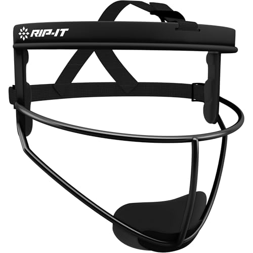 RIP-IT Defense Softball Fielder’s Mask – Lightweight Secure Fit Provides Maximum Protection and Comfort – Does Not Obstruct View – Ponytail Friendly – Black – Adult