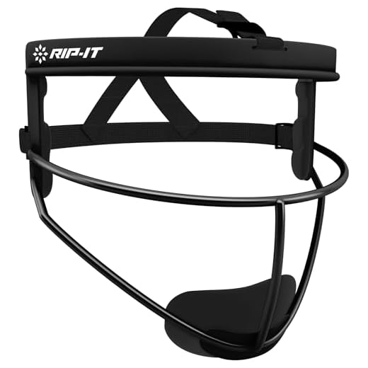 RIP-IT Defense Softball Fielder’s Mask – Lightweight Secure Fit Provides Maximum Protection and Comfort – Does Not Obstruct View – Ponytail Friendly – Black – Adult