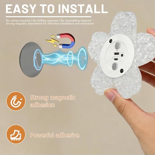 Luz de sensor de movimiento LED con forma de flor y luz cálida para pared de dormitorio 7
