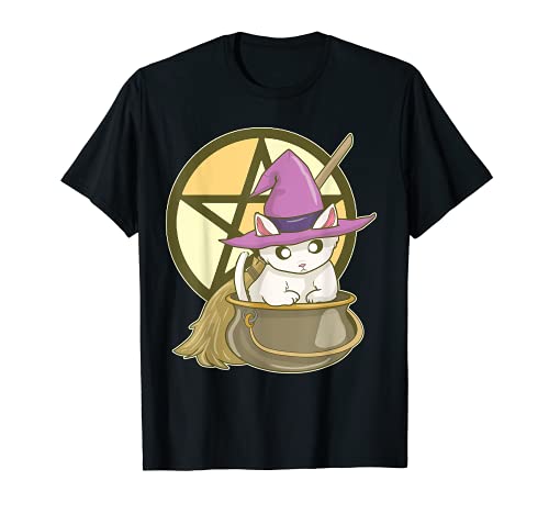 Kawaii Pastel Goth Creepy Cute Cat Witchcraft Wicca Cat Maglietta