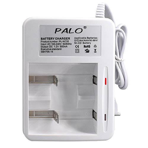 PALO Universal Battery Charger for AA AAA C D Ni-MH Rechargeable Batteries 4-in-1 Multi-function Battery Charger
