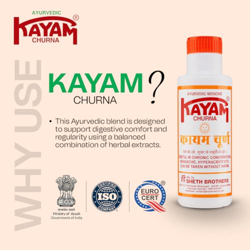 Image of Sheth Brothers Kayam Churan Ayurvedic Digestive Powder for Digestive Support Helps Reduce Acidity Supports Comfortable Digestion Herbal Formula 100gm (Pack of 6)