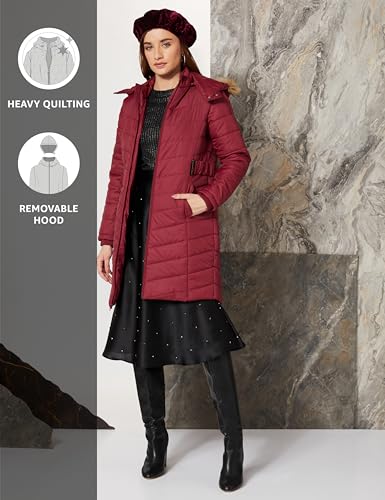 Image of Amazon Brand - Symbol Women's Polyester Long Line Regular Fit Parka Quilted Jacket (Puffer Jackets) (Available in Plus Sizes)