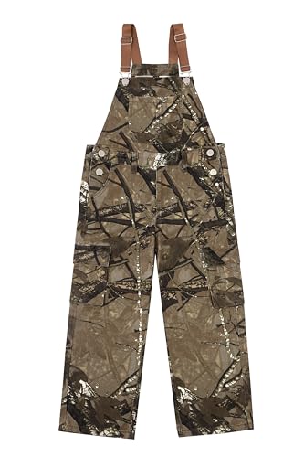 CYXUYJH Girls Boys Camo Bib Overalls,Kids Overalls Straight Leg Denim Jumpsuits Cargo Pants with Pockets