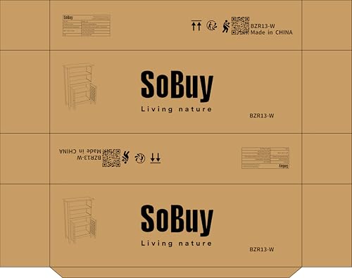 سو باي خزانة حمام مع ابواب مزدوجة وارفف مفتوحة، خزانة جانبية صغيرة قابلة للتعديل موفرة للمساحة لغرفة المعيشة والمطبخ والمدخل، ابيض، رف حمامBZR13-W