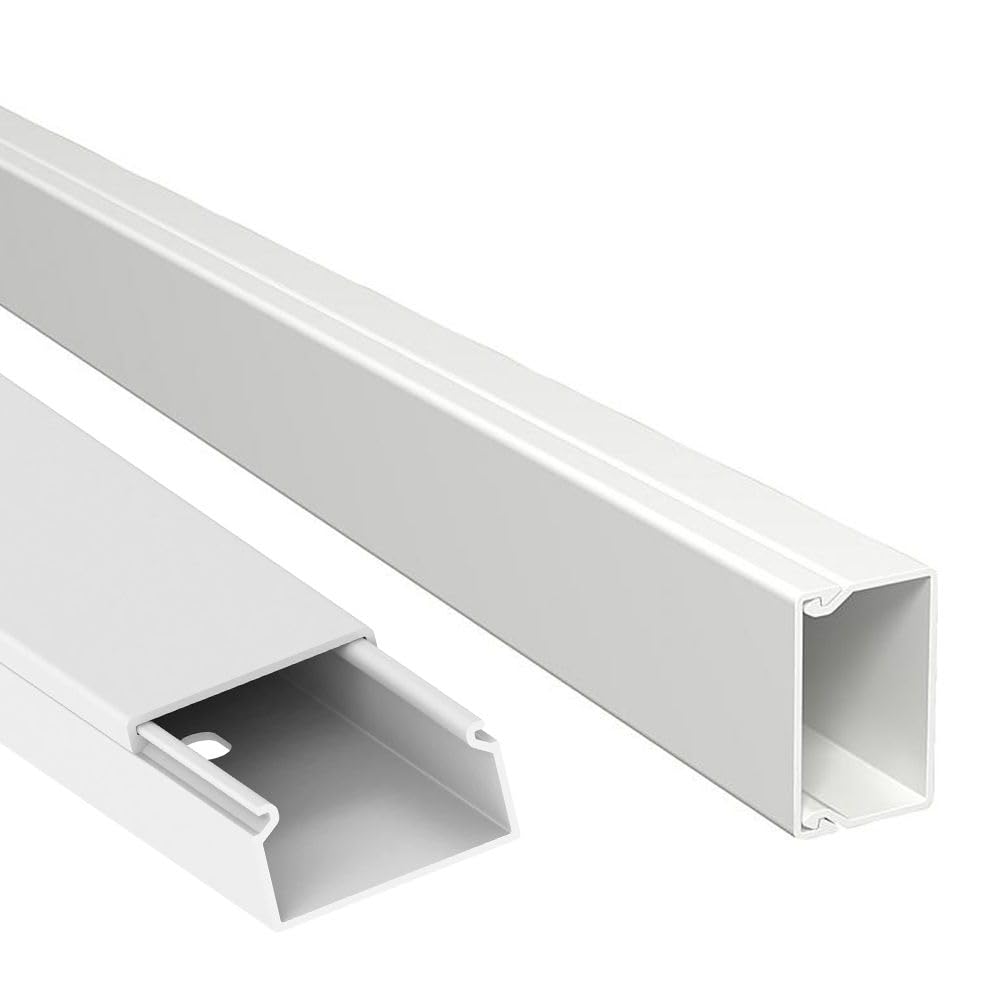 4m PVC Kabelkanal Leitungsführungskanal, Weiß, Kunststoff Kabelführung für Wand- und Deckenmontage 100x230mm 1851981