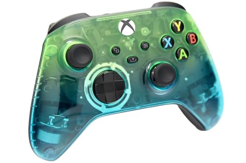 Image of Wireless Custom Controller Compatible with PC, Windows 10+, Series X /S & One (Series X /S Clear Green & Blue)