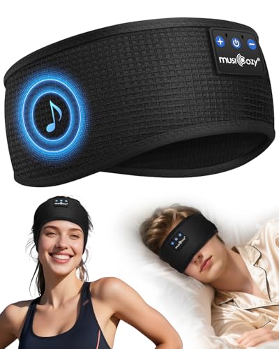 MUSICOZY Schlafkopfhörer Bluetooth Schlaf Kopfhörer Seitenschläfer Kabellos Sport Kopfhörer Stirnband 16+STD für Yoga/Training/Reisen/Schlaflosigkeit Tech Gadgets für Männer/Frauen