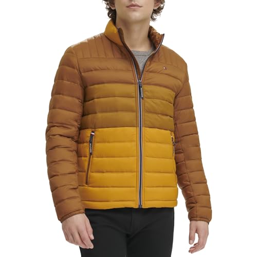 Image of Tommy Hilfiger Mens Embroidered Logo Puffer Jacket