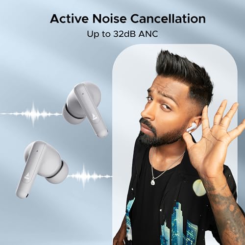 Image of Boat Airdopes Unity ANC TWS in Ear Earbuds with Up to 50 Hours Total Playback, ANC Upto 32 dB, Dual Mics with ENx Tech, IPX5 Rating, IWP Tech and ASAP Charge(Grey)