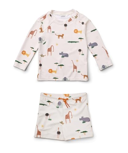 LDIOIF Baby Boys Two Piece Swimsuit Rash Guard Set Long Sleeve Swim Shirt Swim Trunks & Shorts Animals Bathing Suit 9-12M