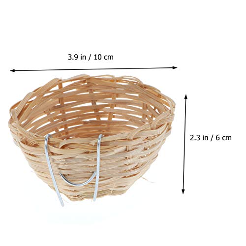 Popetpop Decorative Bird Houses 6Pcs Natural Bamboo Handmade Bird With Hook - Birdhouse For Parakeets Parrots And Small Animals Resting Feeding Breeding - Bird Cage Accessories Decorative Birds #TOP19