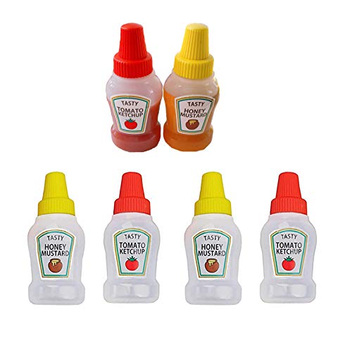 Consejos para Comprar Recipientes para mermelada y mostaza que puedes comprar esta semana. 45 VEIREN - 6 botellas vacías de condimentos para exprimir, minitarros de Ketchup con tapa de rosca, dispensadores de aderezo, mostaza y miel, salsa, lonchera/caja bento, casa,...