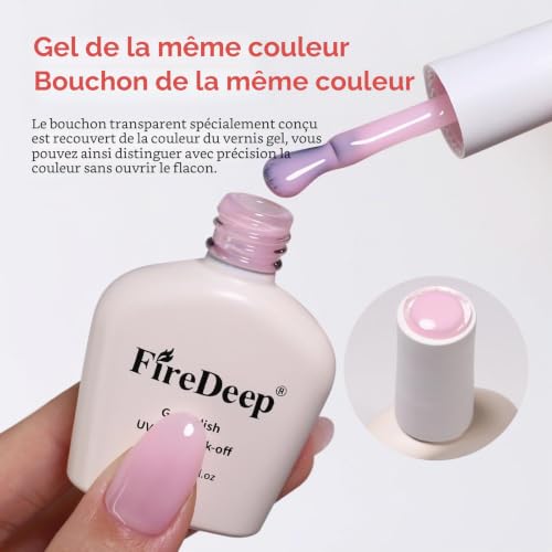 Firedeep Gel Vernis à Ongles Rosé Transparent Gelée 10ml Sans Hema Soin Manucure UV LED Semi-Permanent Cadeau pour Femmes Filles – vue 5