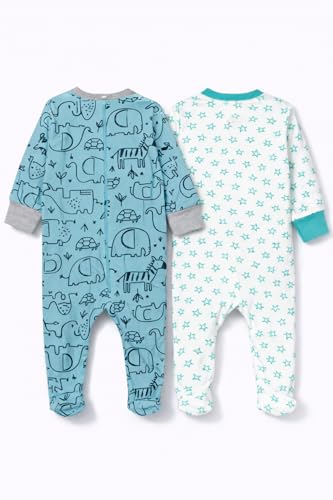 Image of TuddyBuddy 100% Cotton Multi Color Zipper Romper Sleepsuit /Romper /Jumpsuit for Baby Boy & Baby Girl