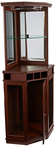 Home Source Splendid Dining Room Or Lounge Corner Bar With Wood Frame And 5 Bottle Wine Rack, Mahogany #TOP2