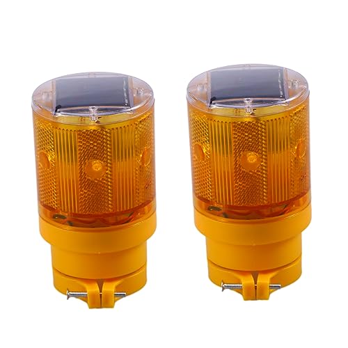 ABOOFAN 2 Pack Solar Led Strobe Warning Light Traffic Barricade Sign for Construction Orange No Wiring Required