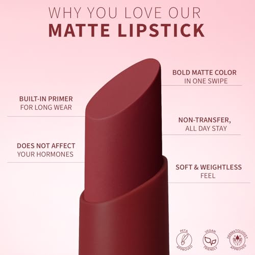 Image of TEEN TEEN Color Life Nontransfer Crayon Lipstick | Matte Finish with Built-in Primer | Waterproof & Long Lasting Lip Color | Smudge-Proof, Fade-Resistant Formula | Titanic-Rouge, 2gm