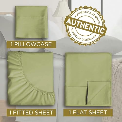 Image of Twin XL Cotton Jersey Sheet Set, Soft & Comfy, Hospital, Sage Green