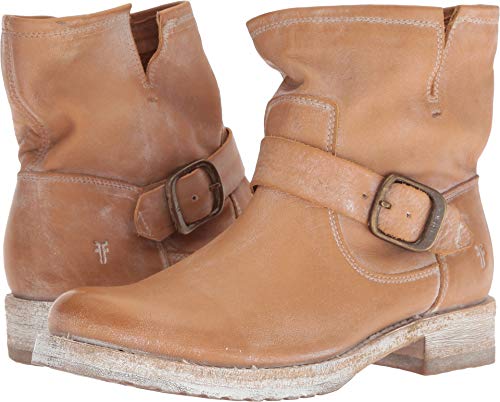 Image of Frye 5 inch Veronica Booties for Women - Full-Grain Brush-Off Leather with Antique Metal Hardware and Rubber Outsole, Genuine Stitch Welt Construction