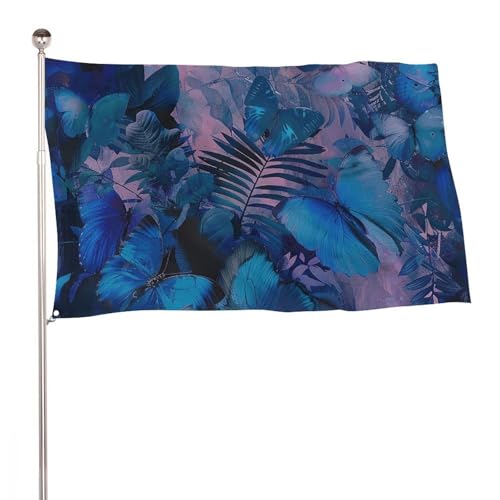 Drapeau de jardin 60x90 résistant en polyester 200D épais motif papillon bleu longue durée