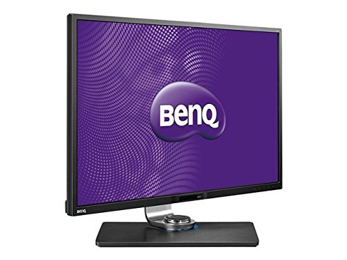 Rear view of the BenQ BL3200PT monitor showing various input ports including HDMI, DisplayPort, DVI, and USB.