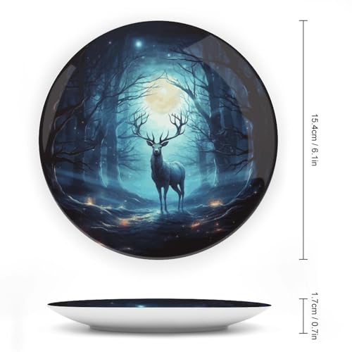 Plato decorativo Moonlight Deer de porcelana hueso 6 pulgadas miniatura 2
