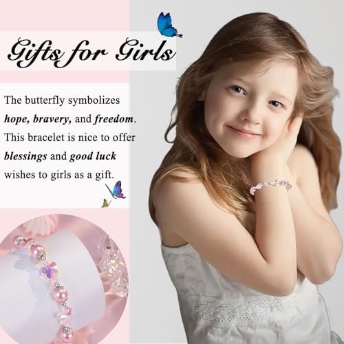 Image of Butterfly Bracelet for Girls, Gifts for 8 10 Year Old Girl Birthday Christmas