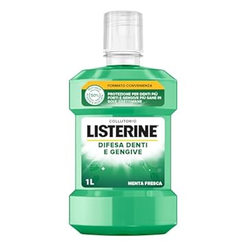 LISTERINE Collutorio Difesa Denti e Gengive, Al gusto di Menta Fresca, Collutorio gengive infiammate per denti forti, Con Fluoruro, Igiene orale per Gengive sane, 1L