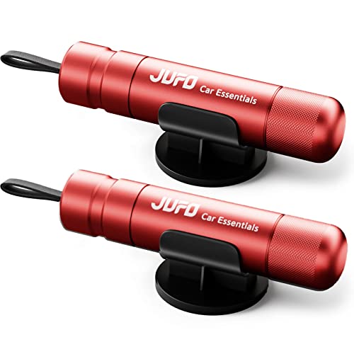 JUFO Safe X 2 Packs Pro Car Escape Tool Seat Belt Cutter Emergency Car Window Breaker Safety Hammer & Life Hammer (Red+Red)