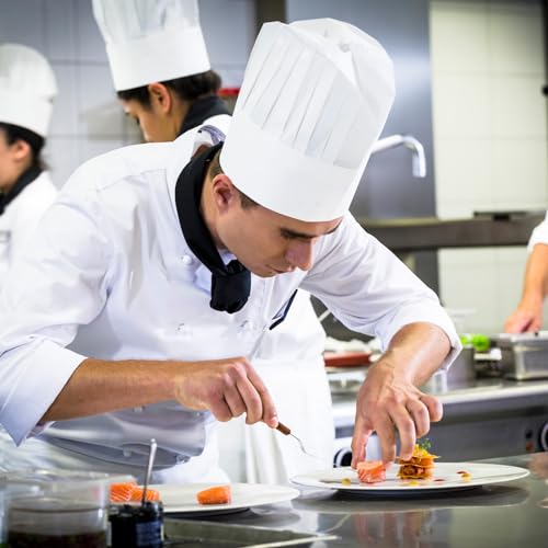 Ksvaye 10 Stück Kochmütze Einweg Kochhut Chefkoch Mütze Erwachsene Unisex Bäckermütze Kochhaube für Herren Damen Küche Hotel Backen Restaurant Kochen (Weiß)