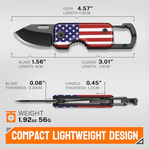 Image of ONEAGE American Flag Pocket Knife for Men - 4th of July Gifts, Independence Day Gifts, Keychain Edc Gift with 1.56inch Blade - Small Folding Knives for Camping, Fourth of July Decorations