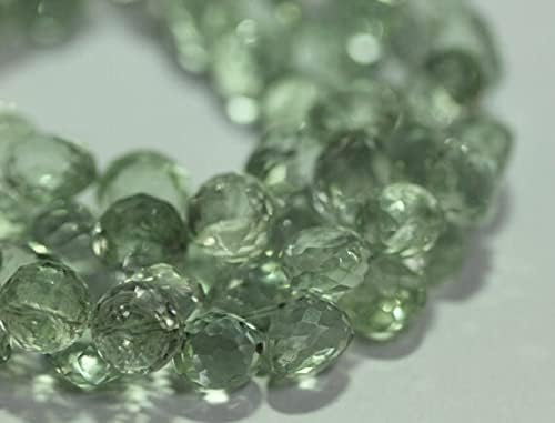 LKBEADS 8 inch strand of gem green amethyst 9.5-10mm onion faceted beads for DIY jewelry making. green amethyst beads strand