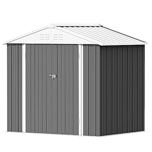 Devoko Outdoor Storage Shed 8 x 6 FT Lockable Metal Garden Shed Steel Anti Corrosion Storage House with Single Lockable Door for Backyard Outdoor Patio Gray