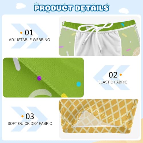 Boys Swim Trunks Quick Dry Bathing Suit Tree Green Ice Cream Melt Toddler Swim Shorts Boardshorts Swimwear 3-103
