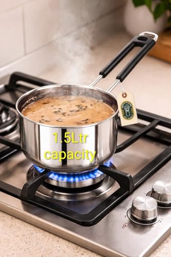 Image of NFC Stainless Steel Patila 1.5 Litre | Heavy Gauge Tea & Milk Pan /Patila | Heavy Duty | Induction & Gas Compatible | Best for Home & Kitchen | Daily Use Stainless Steel Sause Pan 1.5L