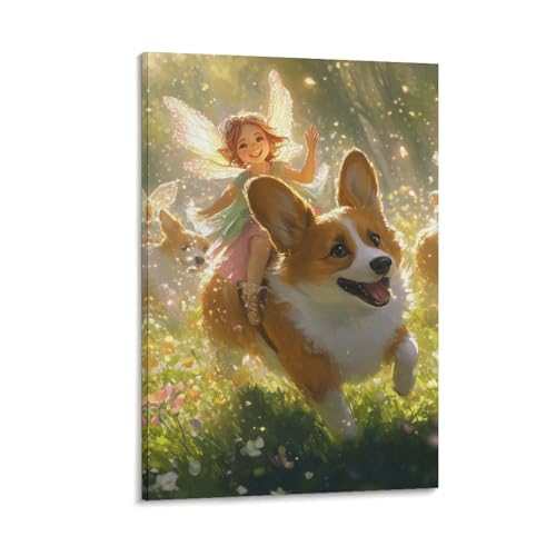 Impression sur toile corgi tableau d'art mural de haute précision 40x60