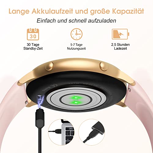TUYOMA Smartwatch Damen, 1,3 Zoll Touchscreen Fitnessuhr Damen, IP68 Wasserdicht Sportuhr Schrittzähler mit Herzfrequenz, SpO2, Schlafmonitor, für iOS und Android - Image 7