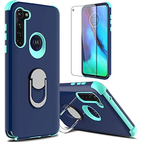 lovpec Compatible with Moto G Stylus 2020 Case with Soft TPU Screen Protector, Ring Magnetic Holder Kickstand Shockproof Protective Phone Cover Case for Motorola Moto G Stylus 2020 (Navy) Cover