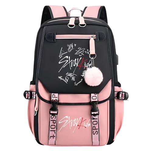 SERTAS Stra-y Ki-ds - Mochila coreana ligera para fanáticos del K-Pop, mochila de viaje ligera para fanáticos callejeros, C, L