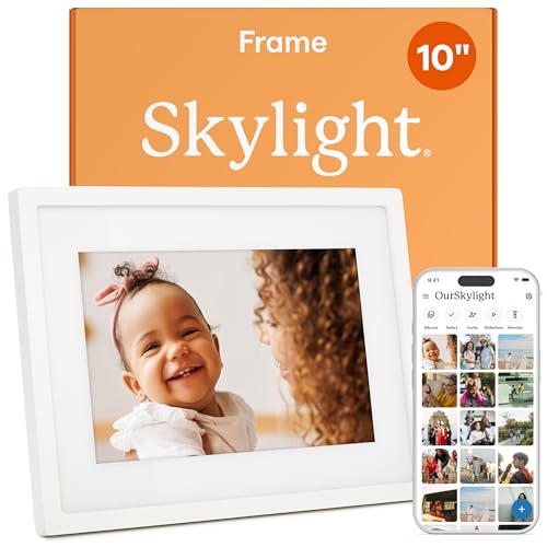 Skylight Digital Picture Frame - WiFi Enabled with Load from Phone Capability, Touch Screen Digital Photo Frame Display - Customizable Gift for Friends and Family - 10 Inch White