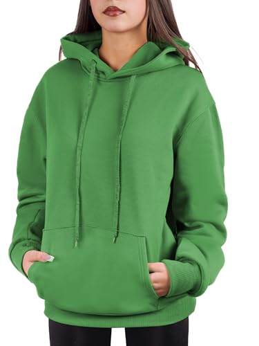 Cloud Essentials Oversized Pullover Hoodie for Women Soft Fleece Cotton Blend Cozy Everyday Sweatshirt Green