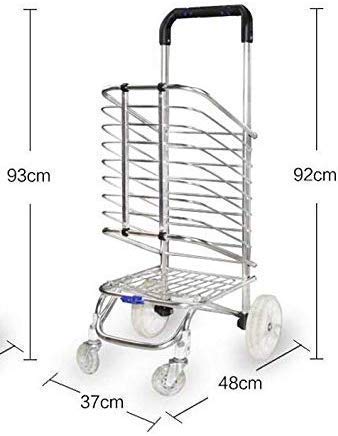 Image of AR Mall 4 Wheel Shopping Trolley for Grocery Foldable Cart Portable Vegetable Shopping Trolley with Wheels Luggage Transfer Trolley Shopping Mall Super Market Hand Truck Cart for Home (4 Wheel)