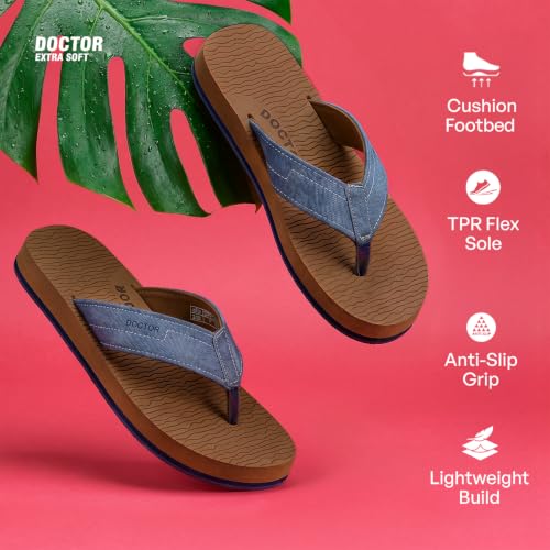 Image of DOCTOR EXTRA SOFT Men's Comfortable Tpr Slippers With Cushion Footbed For Adult|Orthopedic & Light Weight|Stylish & Anti-Skid|Waterproof Everyday Casual Durable Dr. Home Flip Flops Gents & Boys D-37
