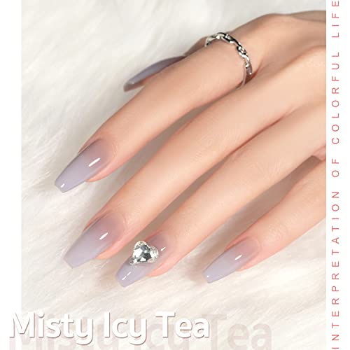 Image of GAOY Jelly Nude Nail Polish Set, 6 Transparent Colors Sheer Brown Grey Soak Off UV Light Cure Gel Polish Kit for Salon and Nail Art DIY at Home