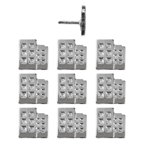Image of Building Push Pins - Silver Metal Building Pins - for Cork Board, Maps, or Lapel Pin Use - Designed in USA - Set of 10