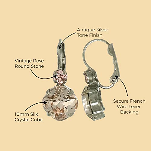 Sorrelli Classic Complements Earrings, Antique Silver-Tone Finish, Legacy Satin Blush #TOP4